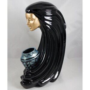 Vintage Ceramic Repro Woman in the Wind Sculpture Art Deco SW Style Altered Art